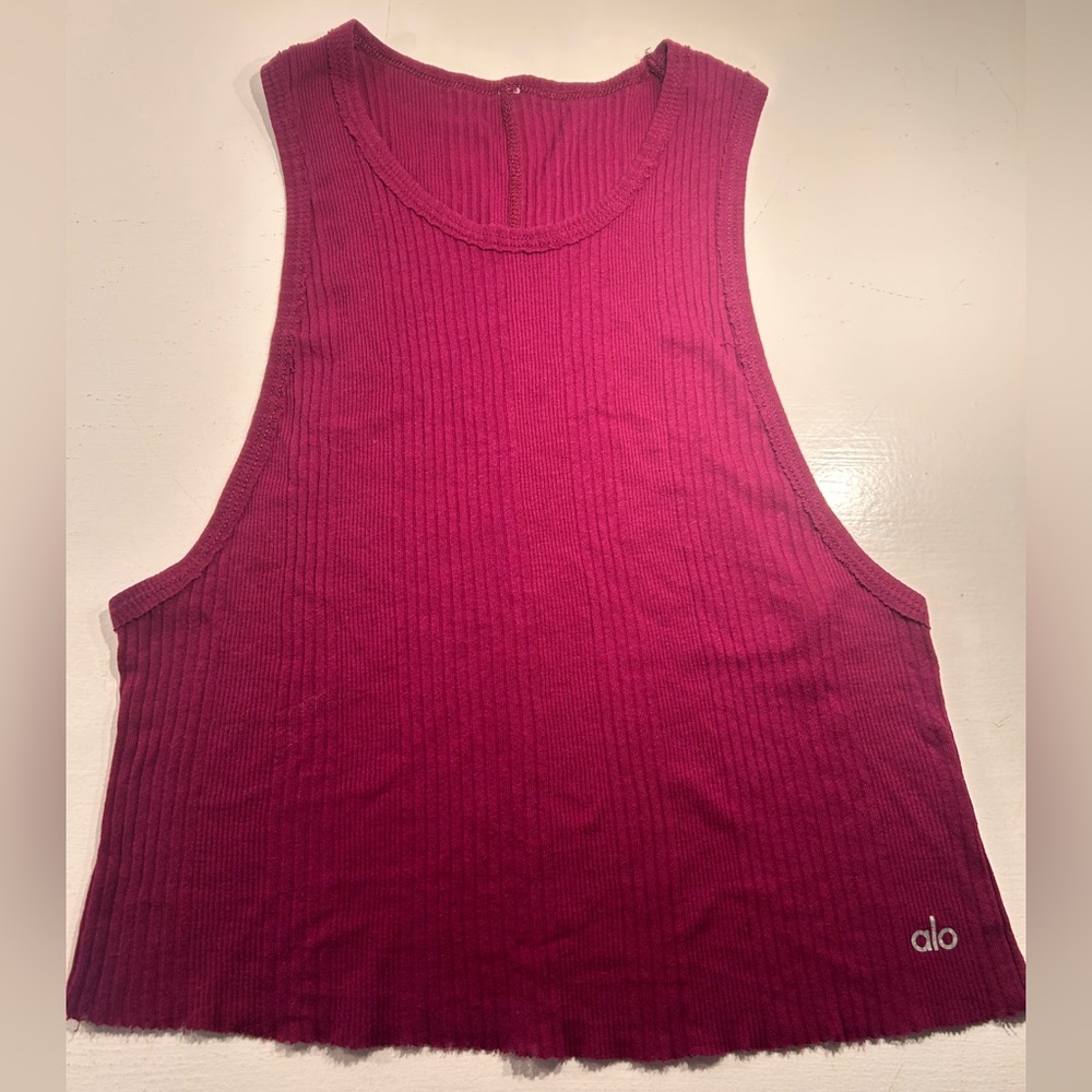 Women's Ribbed Tank Top - Burgundy